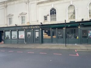Front view of closed Chapel pub