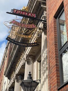 Front sign of Jugged Hare pub.
