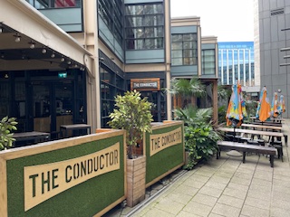 Beer garden terrace outside The Conductor