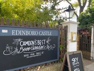 Exterior gate to Edinboro Castle pub.
